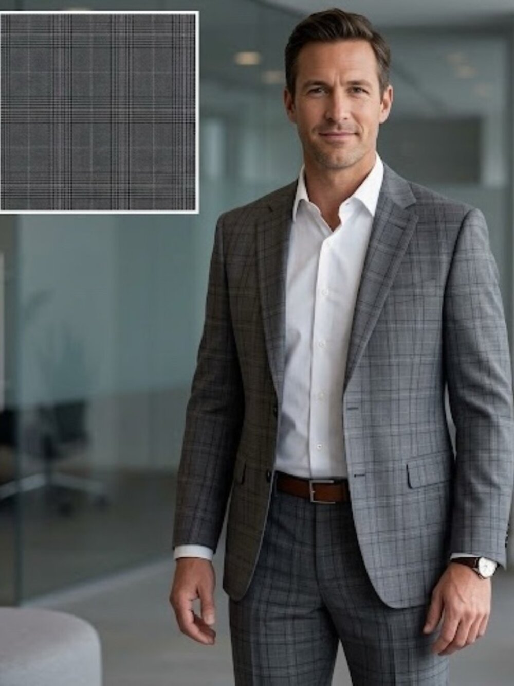Brooks Brothers Regent Fit Suit Gray Plaid Tollegno 1900 Wool Size 38x32 / 44R